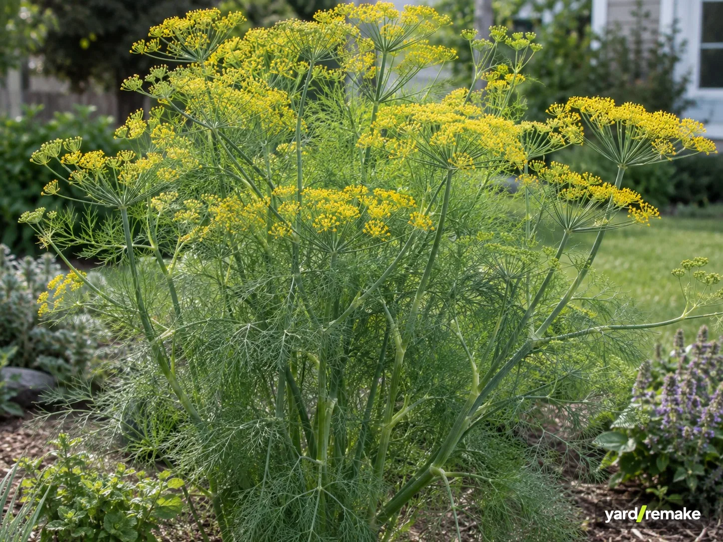 A mature Fennel (Foeniculum vulgare) growing in a residential garden bed