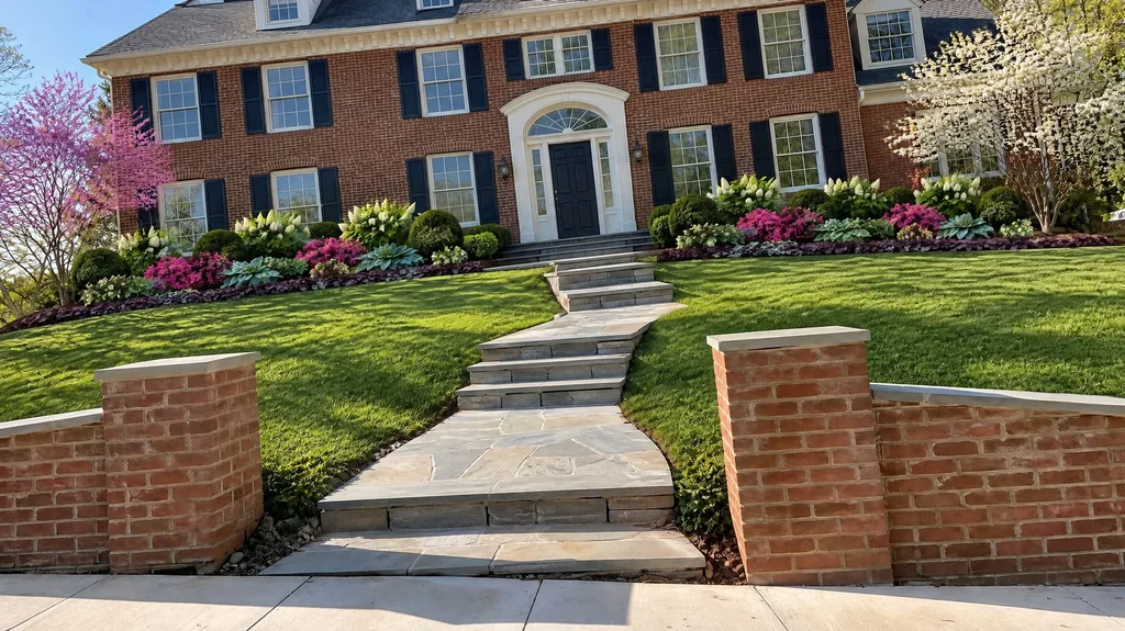 Alexandria Federal house, stepped walk — the finished design