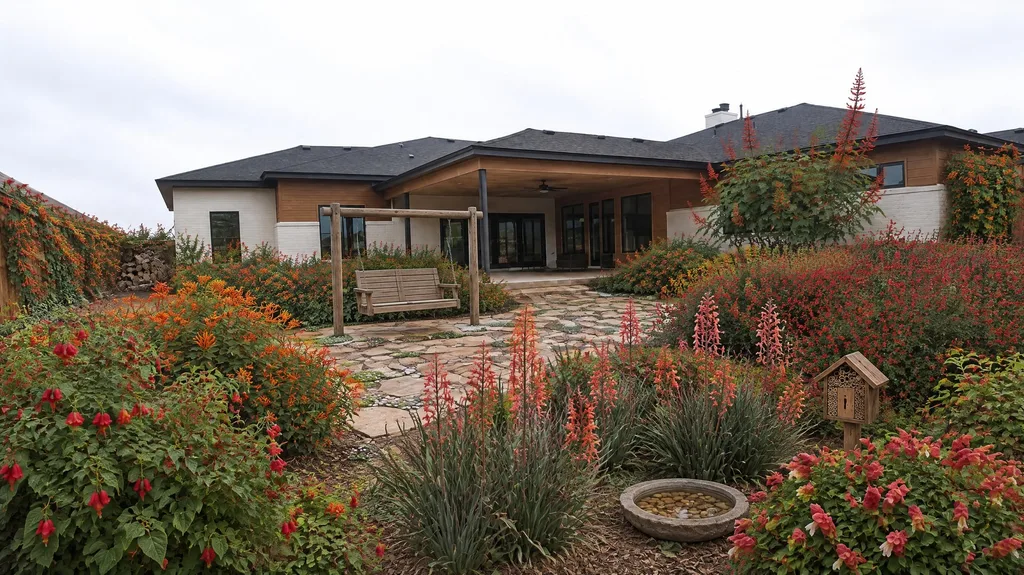 Austin modern ranch, hummingbird garden — the finished design