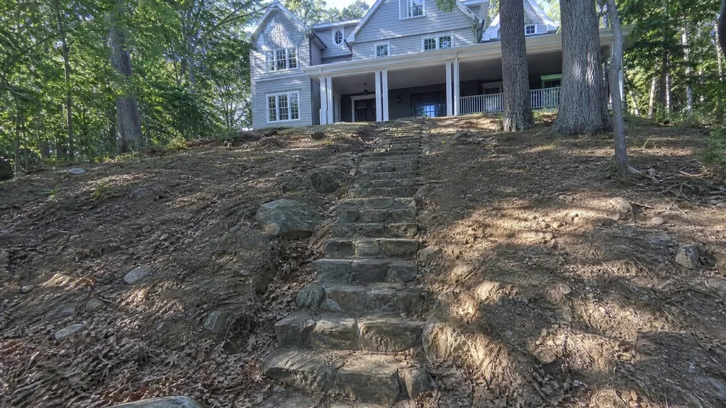 Connecticut hillside, woodland steps — the original photo