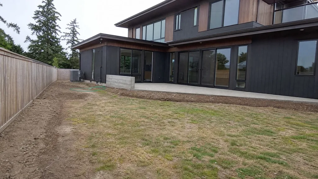 Cedar contemporary, raked-gravel garden — the original photo