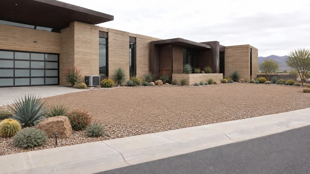 Desert modern, boulder garden — the finished design