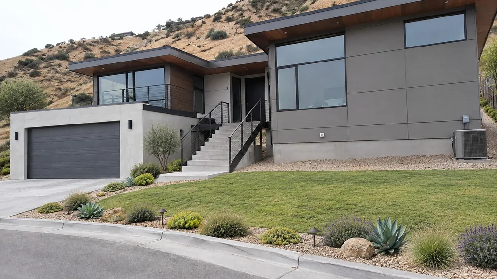 Hillside modern, fire-wise — the finished design