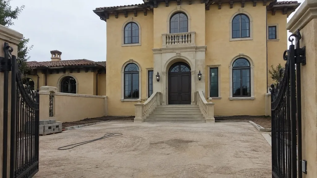 Italianate villa, cypress court — the original photo