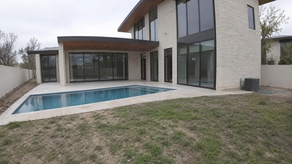 Limestone modern, pool terrace — the original photo