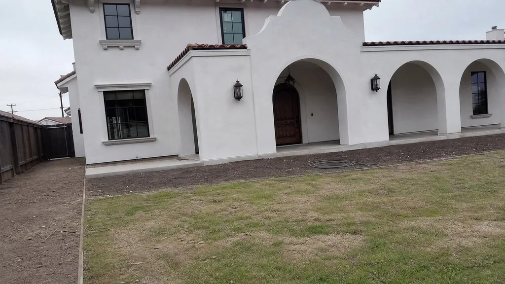 Mission Revival house, gravel forecourt — the original photo