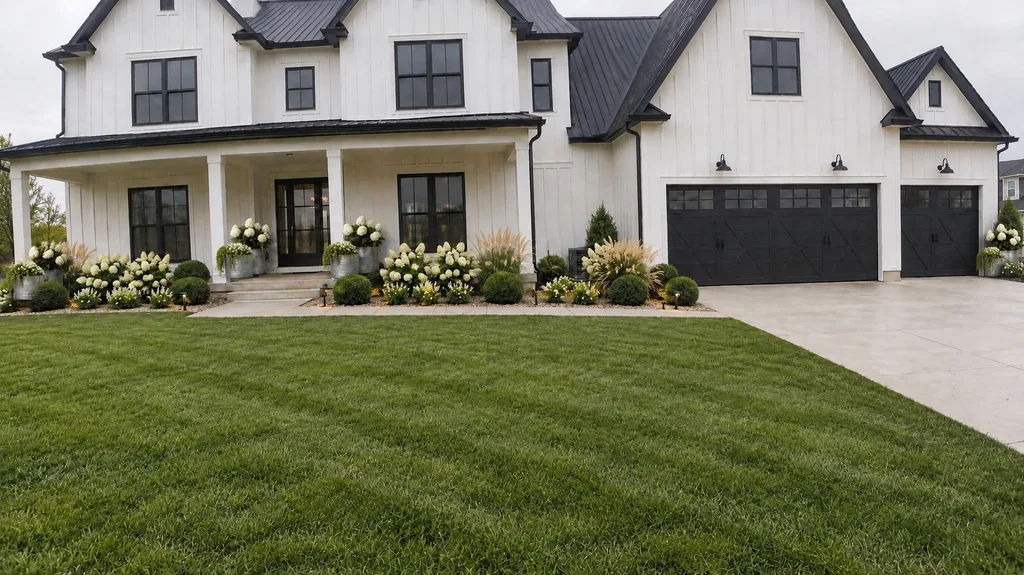 Modern farmhouse, white garden — the finished design