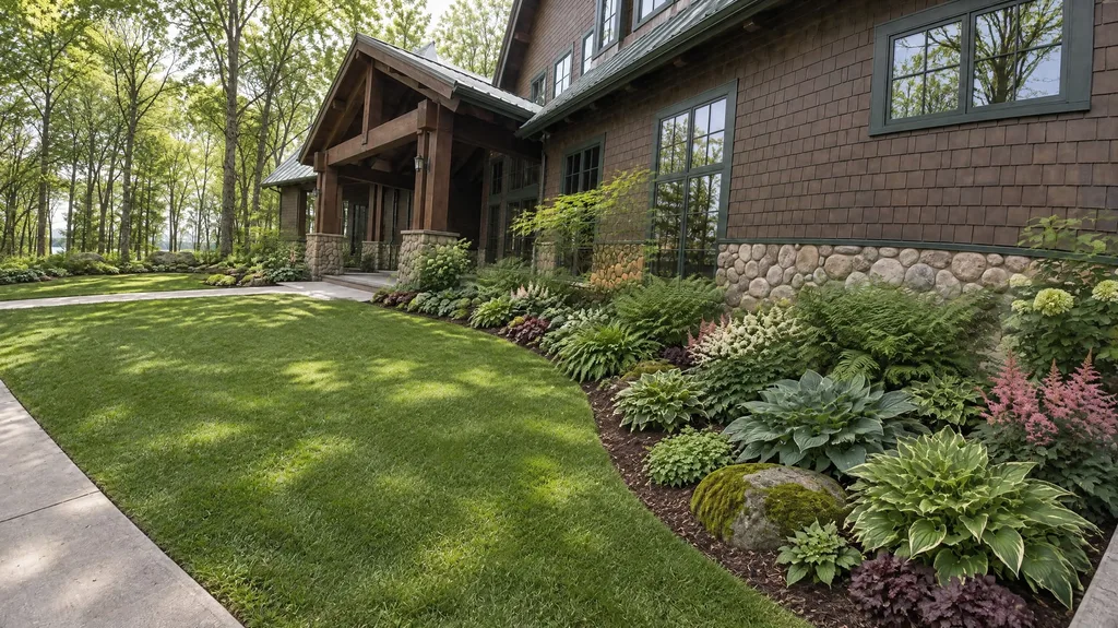 Mountain lodge, shade border — the finished design
