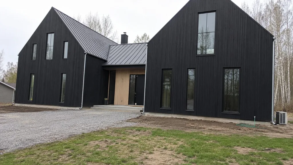 Nordic gable house, rain garden — the original photo