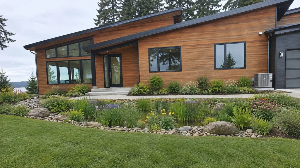 Northwest modern, rain garden — the finished design