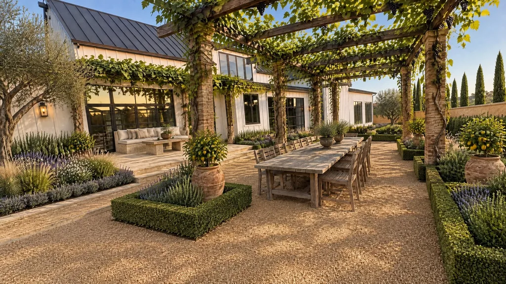 Paso Robles farmhouse, pergola terrace — the finished design