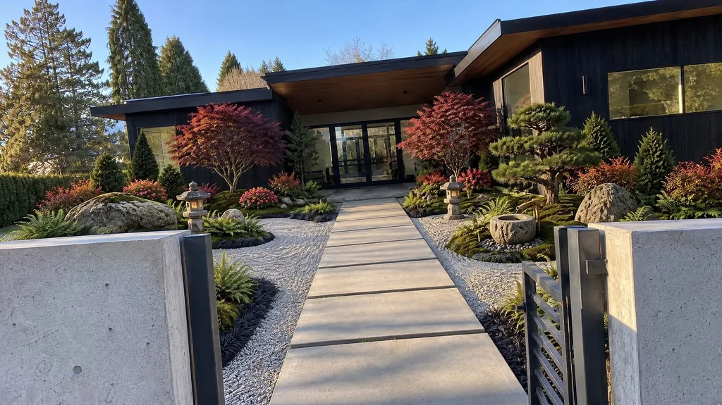 Seattle modern, Japanese entry court — the finished design