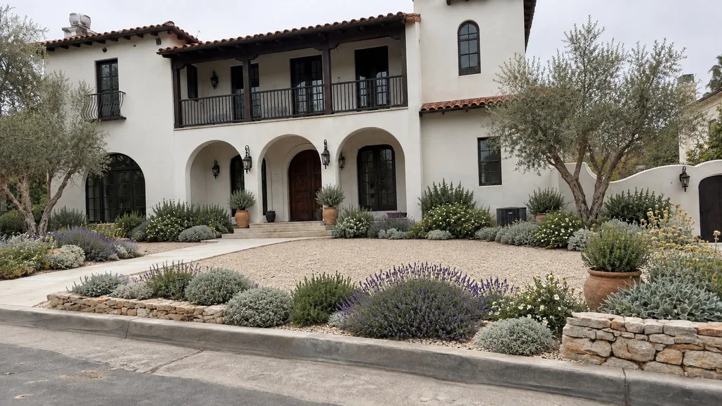 Spanish colonial, gravel garden — the finished design
