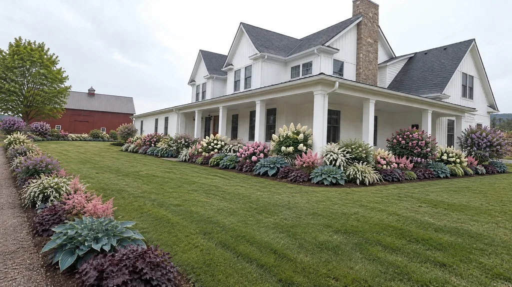 Vermont farmhouse, lilacs and hydrangeas — the finished design