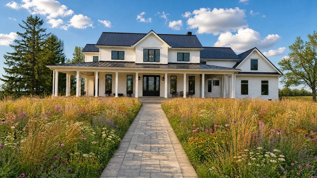 A prairie meadow landscape rendered by YardRemake on a sample home
