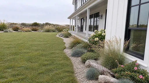 Board-and-batten beach house, dune border