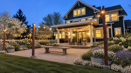 Chicago Craftsman, moonlit patio