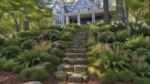 Connecticut hillside, woodland steps
