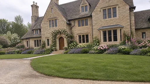 Cotswold manor, rose borders