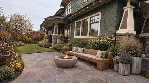 Craftsman house, fire-bowl patio