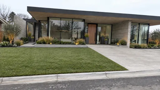 Glass pavilion, modern planting