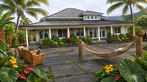Hawaiian plantation house, lanai garden