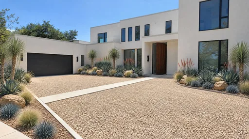 Houston modern, gravel motor court