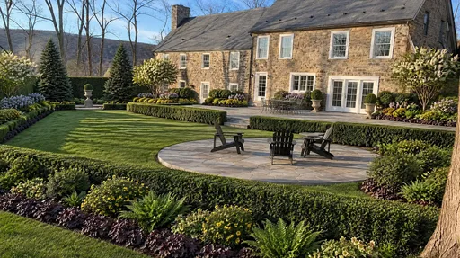 Hudson Valley stone farmhouse, patio garden