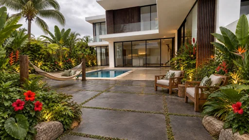 Island modern, tropical pool court