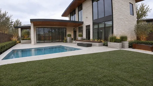 Limestone modern, pool terrace