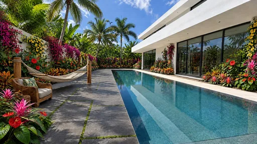 Miami modern, lap pool garden