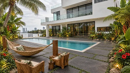 Miami modern, tropical pool terrace