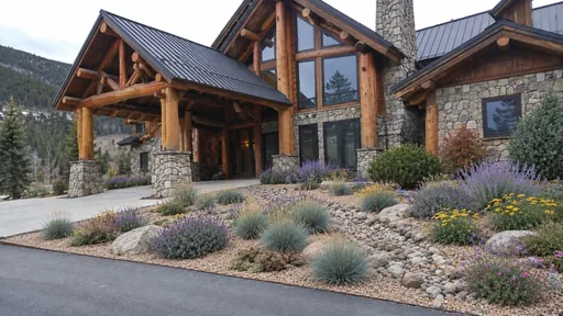 Timber lodge, mountain xeriscape