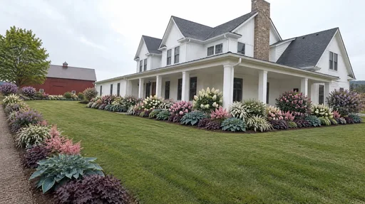 Vermont farmhouse, lilacs and hydrangeas