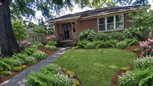 Blue Ridge shade garden at a brick bungalow