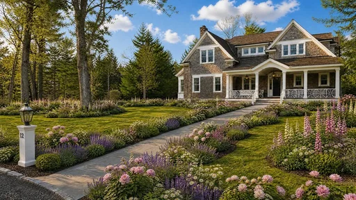 Cottage style, across the beds