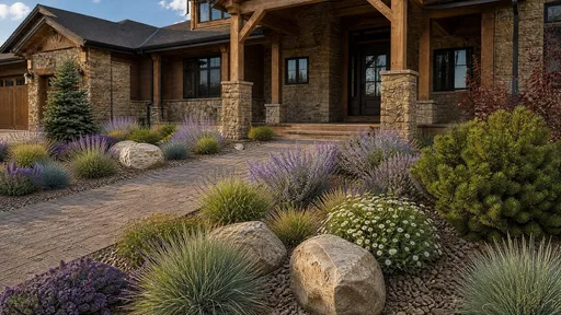 Xeriscape style, beside the steps